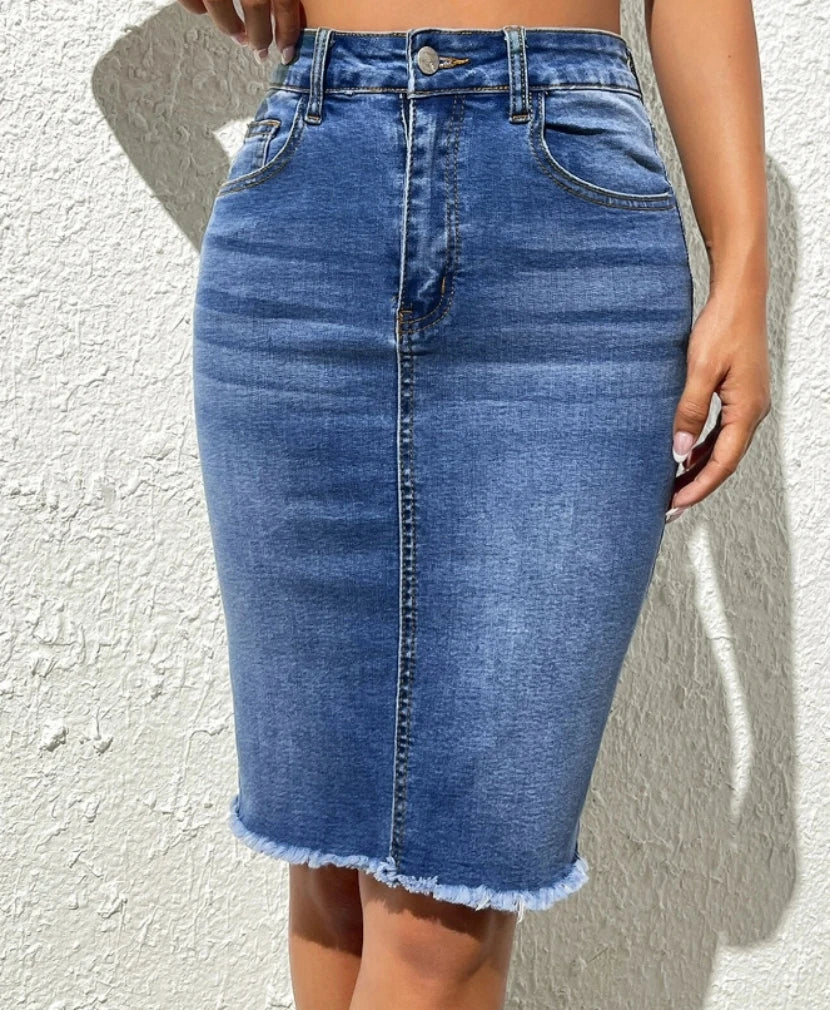 2. Clothing Stretch Denim Pencil Skirt