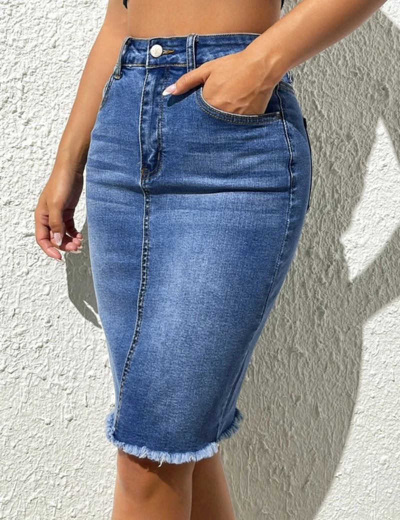 2. Clothing Stretch Denim Pencil Skirt