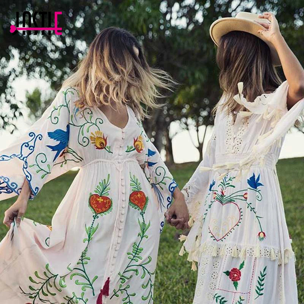 2. Clothing Embroidered Boho Batwing Dress