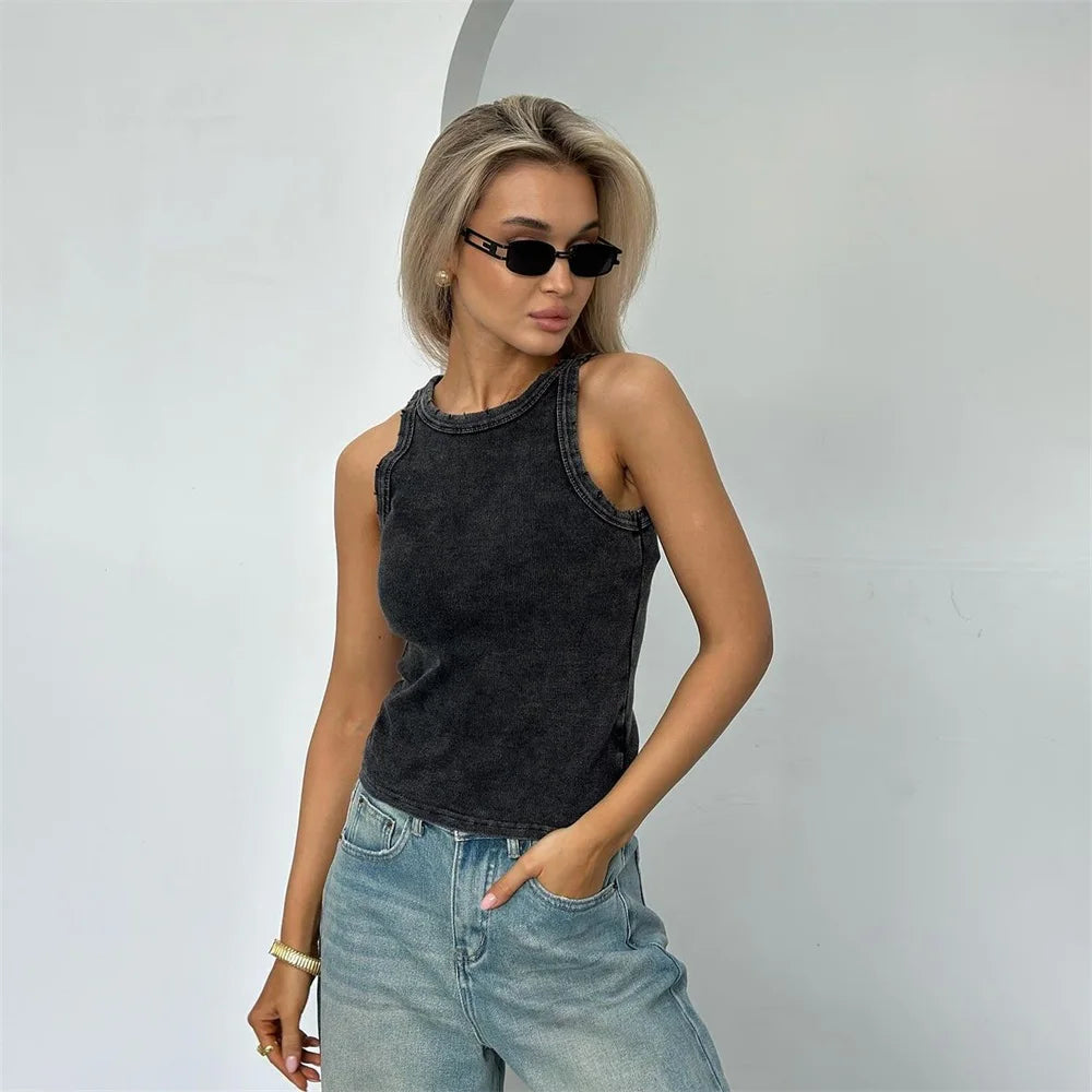 2. Clothing Distressed Rib Knit Tank Retro Grunge