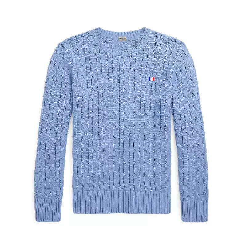 Clothing Cable Knit Crew Neck Sweater 100%Cotton