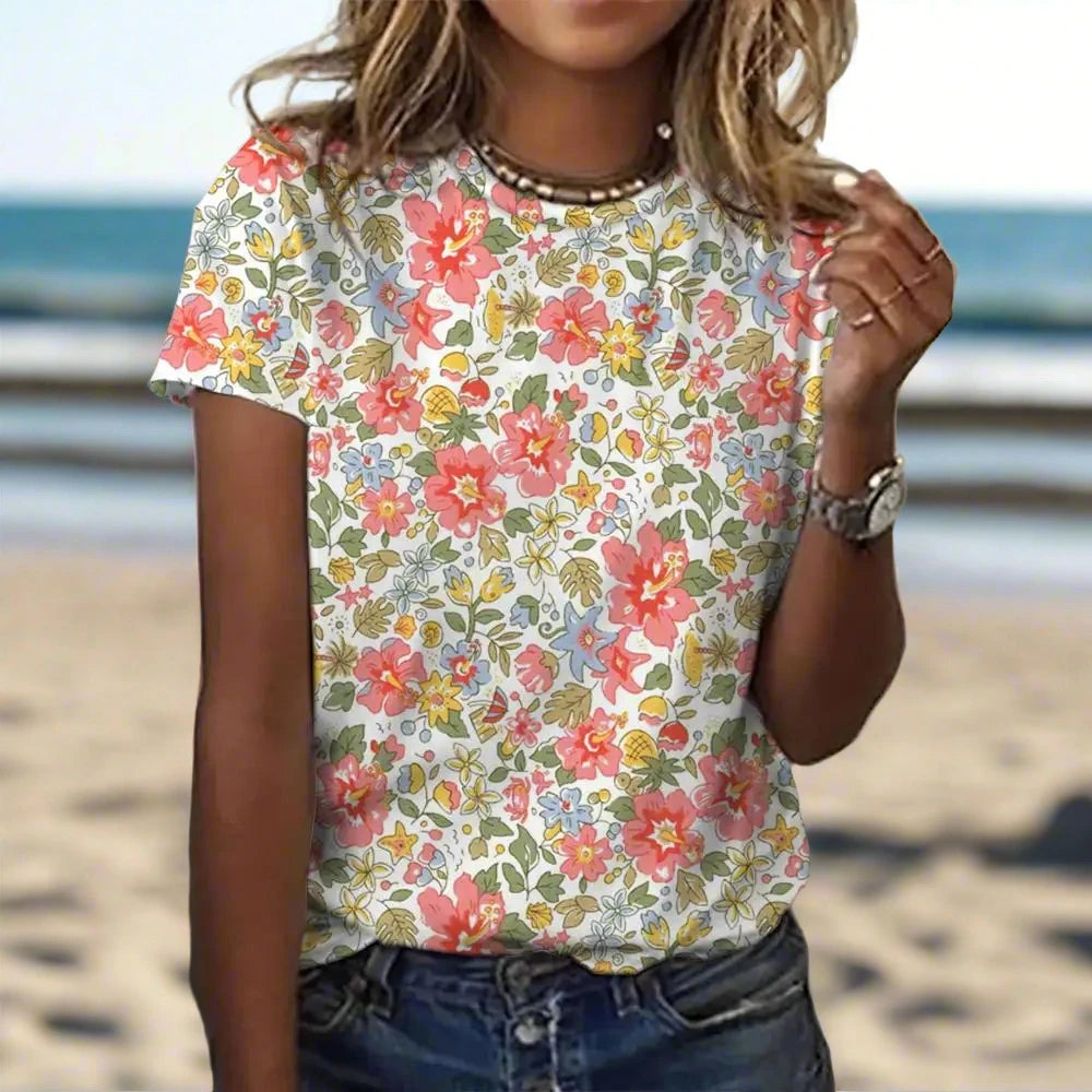 2. Clothing Floral Cotton Blend T-shirt