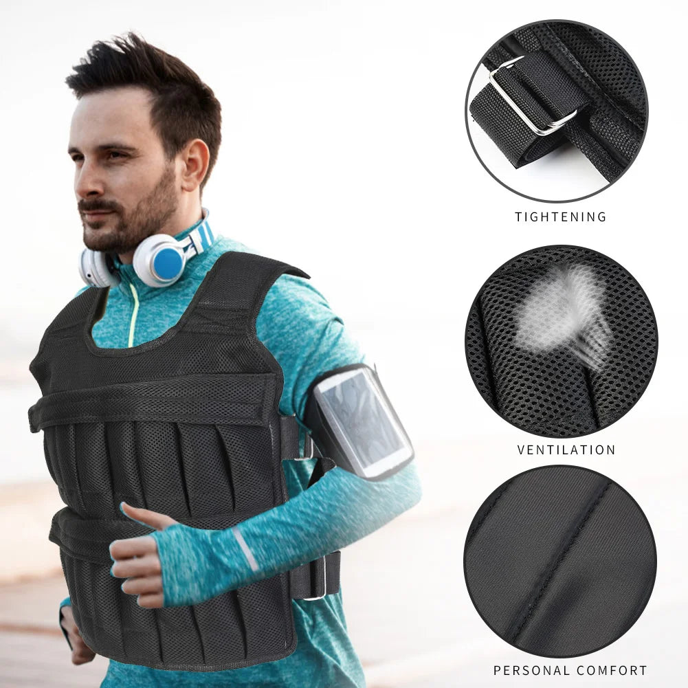 1. Gear 3/20/50kg Loading Weight Vest Adjustable Weighted Training Exercise Waistcoat Jacket Sand Clothing for Running Fitness Equipment