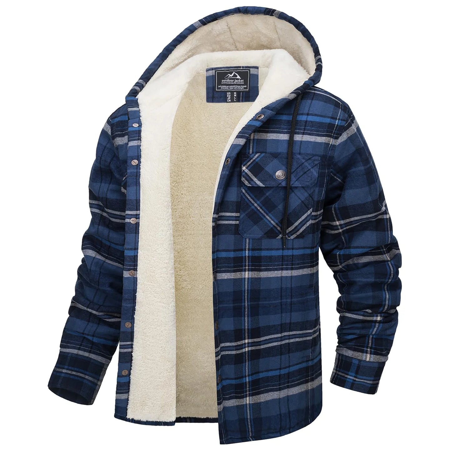 1. Men's Sherpa Lined Flannel Jacket Heavyweight