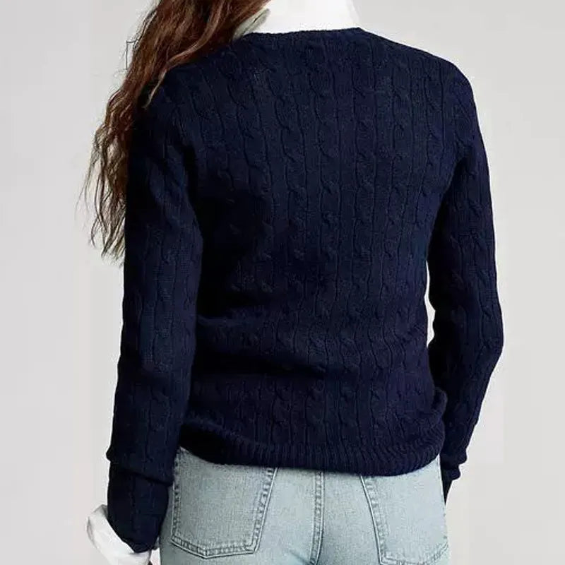 Clothing Cable Knit Crew Neck Sweater 100%Cotton