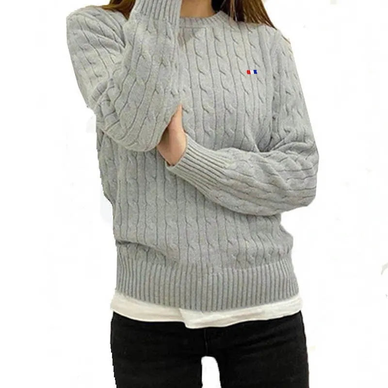 Clothing Cable Knit Crew Neck Sweater 100%Cotton