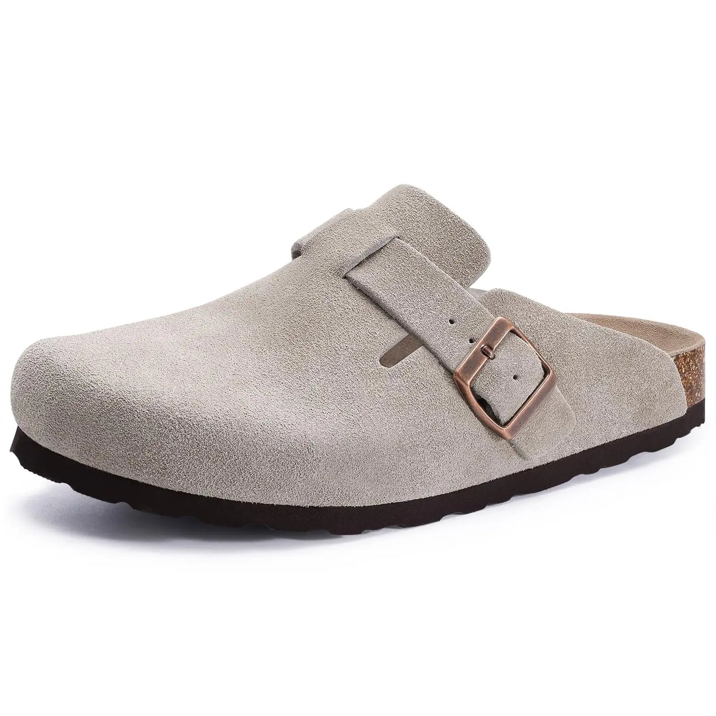 1. Footwear Asgard Women Men Genuine Suede Leather Clogs Cork Footbed