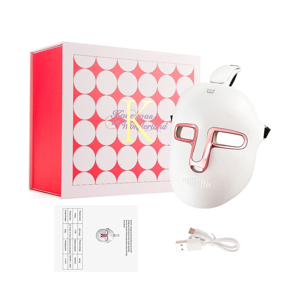 1. Gear 7 Colors LED Facial Mask Photon Therapy Red Light Facial Skin Care Repair Skin Anti Shrink Pore Wireless Use Beauty Mask
