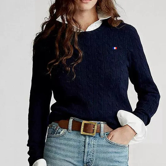 Clothing Cable Knit Crew Neck Sweater 100%Cotton