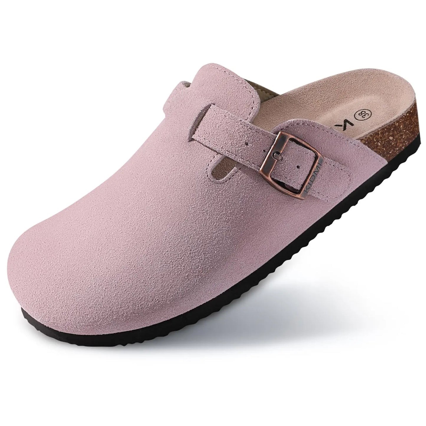 1. Footwear Asgard Women Men Genuine Suede Leather Clogs Cork Footbed
