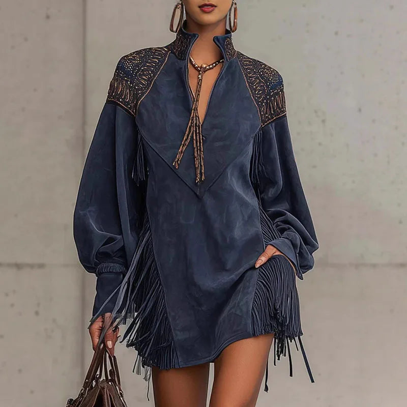 1. Clothing Boho Embroidered and Fringe Dress