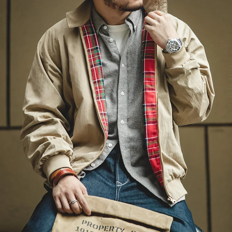1. Men's Bomber Jacket with Plaid Lining