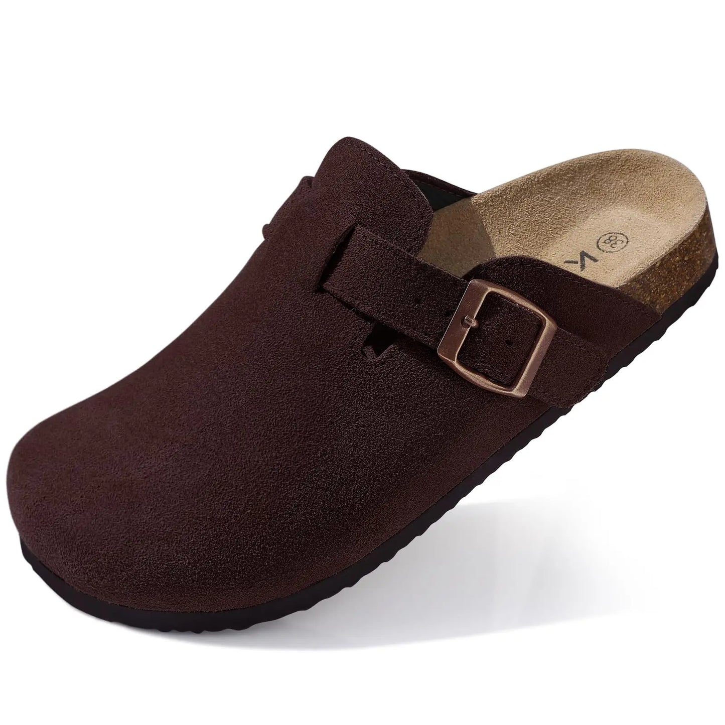 1. Footwear Asgard Women Men Genuine Suede Leather Clogs Cork Footbed