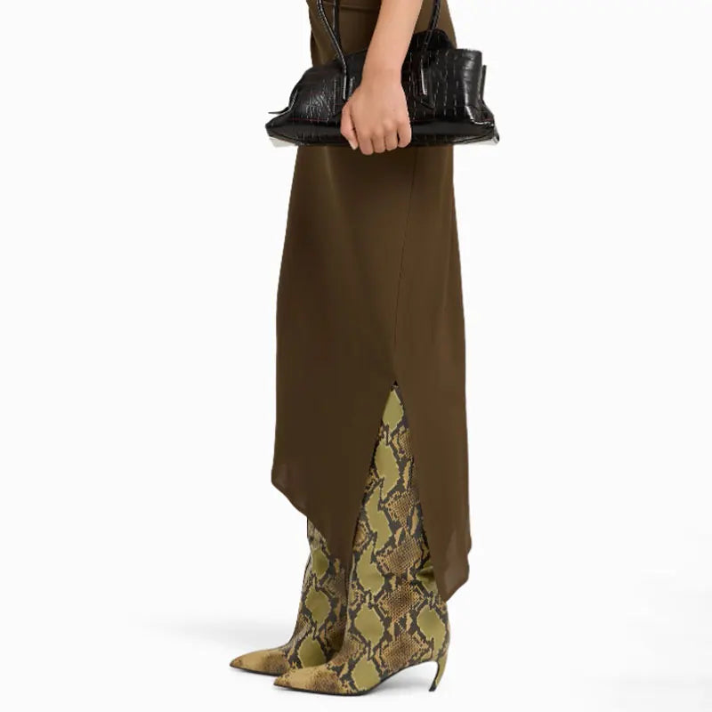 1. Footwear Python Print, Bown, or Black Boots, Arden Furtado with Alien Heel