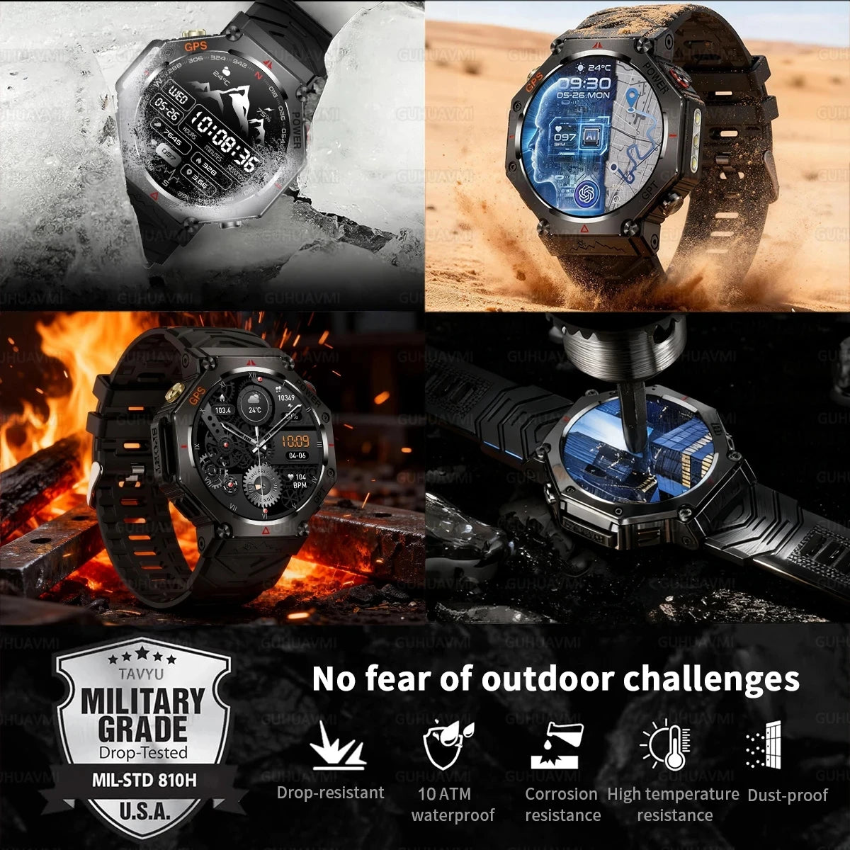 1. Extras & Accessories T-Rex 3 Ultra Military Grade GPS Smart Watch 10ATM Waterproof Compass Altimeter Barometric AMOLED Men HD Call Sports Smartwatch