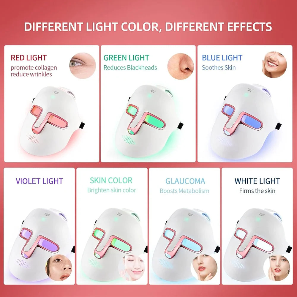 1. Gear 7 Colors LED Facial Mask Photon Therapy Red Light Facial Skin Care Repair Skin Anti Shrink Pore Wireless Use Beauty Mask