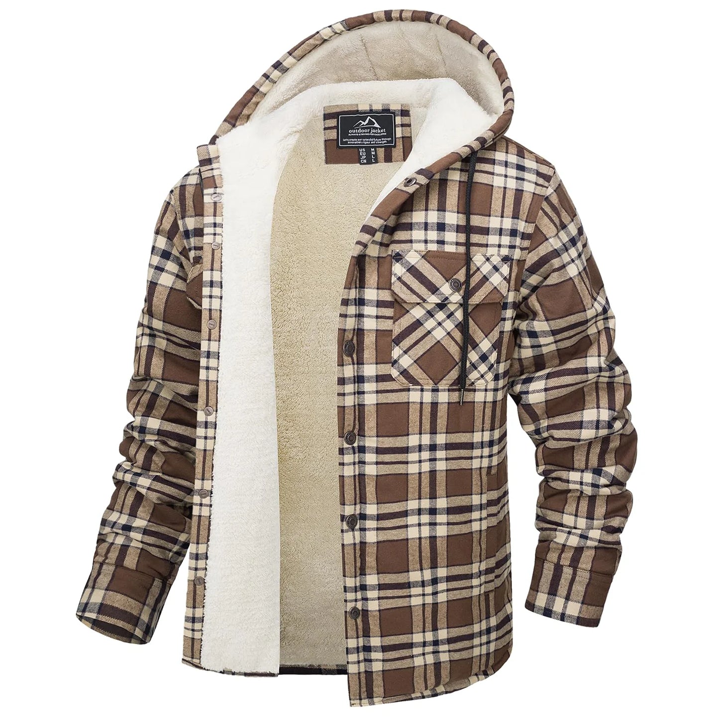 1. Men's Sherpa Lined Flannel Jacket Heavyweight