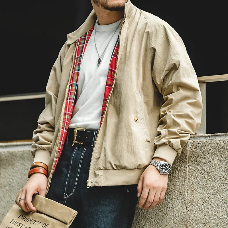 1. Men's Bomber Jacket with Plaid Lining