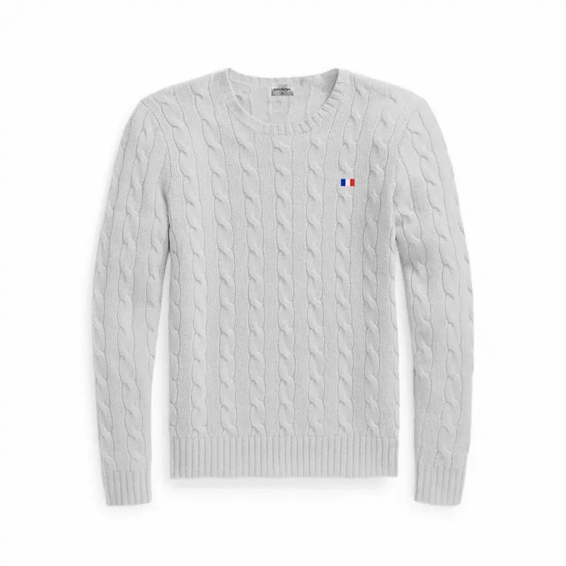 Clothing Cable Knit Crew Neck Sweater 100%Cotton