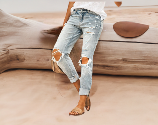 2. Clothing Comfortable Distressed Boyfriend Jeans